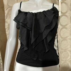 Seductions small black ruffle neck tank top